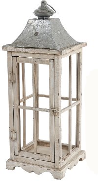 18 Inch Distressed White Lantern