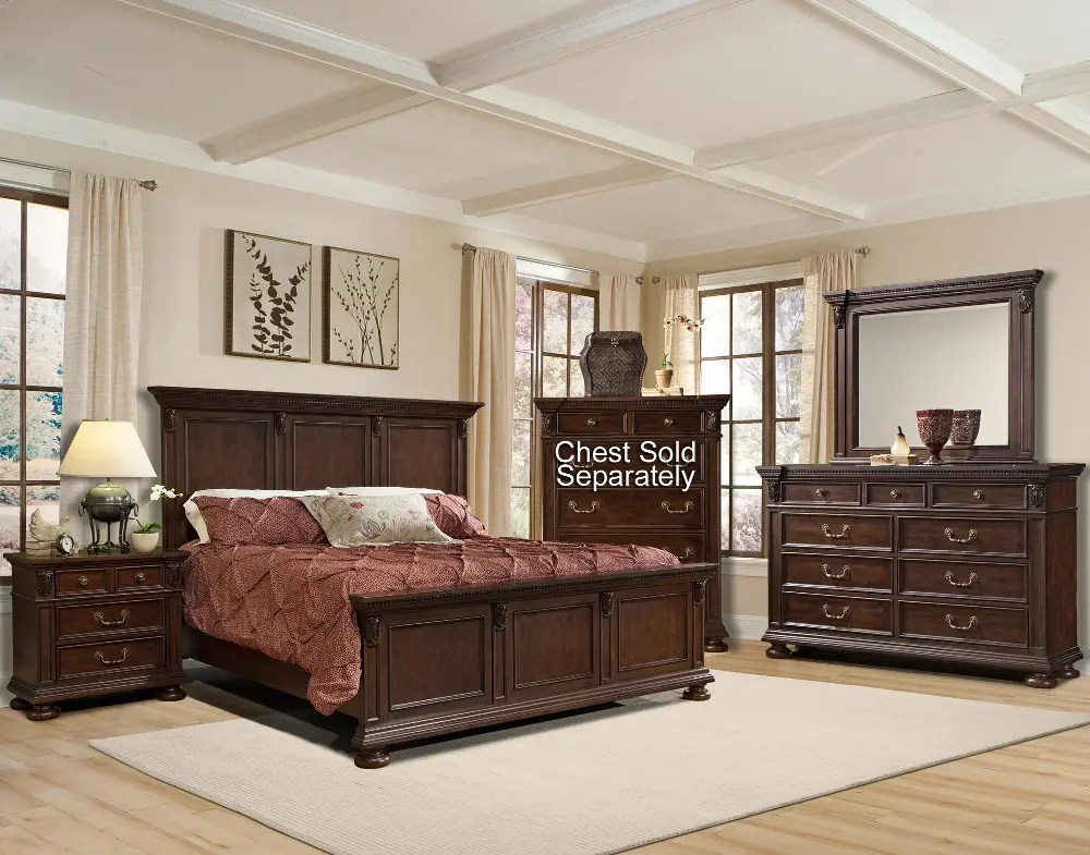 4PC:735/GIVERNY5/0 Giverny Gardens Cherry 4 Piece Queen Bedroom Set-1
