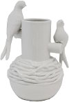 White Ceramic Vase with Birds