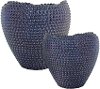 12 Inch Blue Ceramic Leal Vase