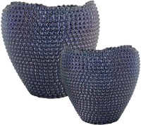 12 Inch Blue Ceramic Leal Vase