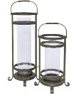 27 Inch Metal and Glass Lantern