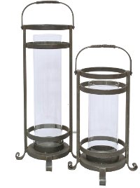 27 Inch Metal and Glass Lantern