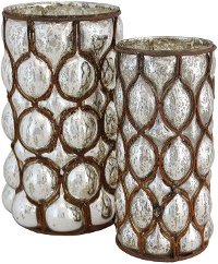 12 Inch Iron and Mercury Glass Lantern