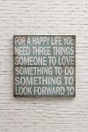 For A Happy Life Square Wooden Wall Plaque