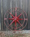 Clearance Distressed Red Metal Compass Wall Plaque