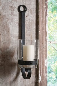 22 Inch Metal and Glass Wall Sconce