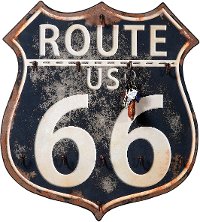 Wooden 'Route 66' Wall Key Holder