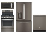 4PC-SLATE-GAS-PACKG GE 4 Piece Gas Kitchen Appliance Package with 27.8 cu. ft. Refrigerator - Slate