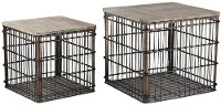 16 Inch Metal Basket Accent Table with Lid