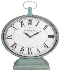 Distressed Green Metal Mantle Clock