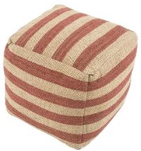 MAS01-MASONPOUF Mason Beige & Red 16 Inch Pouf