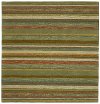 8' Square Green Striped Area Rug - Tara