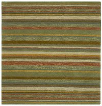 8' Square Green Striped Area Rug - Tara