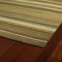 8' Square Green Striped Area Rug - Tara-2