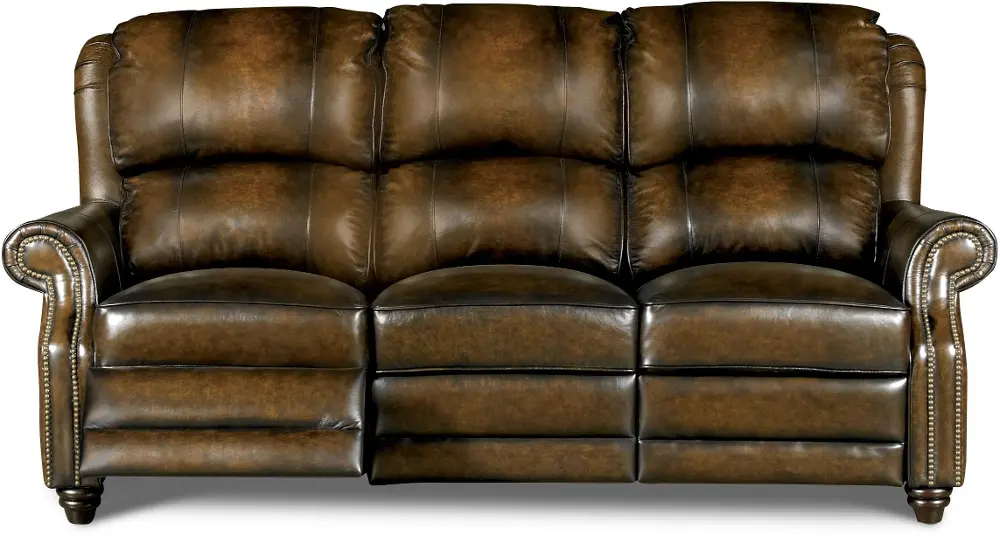 Twain 83 Inch Brown Leather-Match Power Reclining Sofa-1