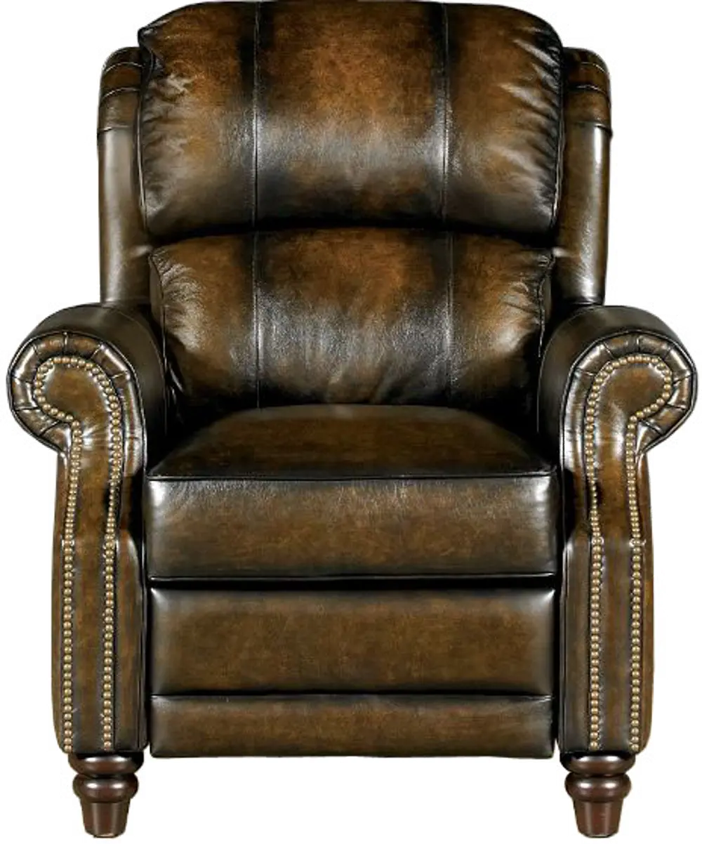 37 Inch Brown-Black Leather-Match Push-Back Recliner-1