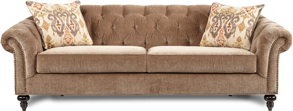 Deluxe 96 Inch Taupe Upholstered Sofa-1