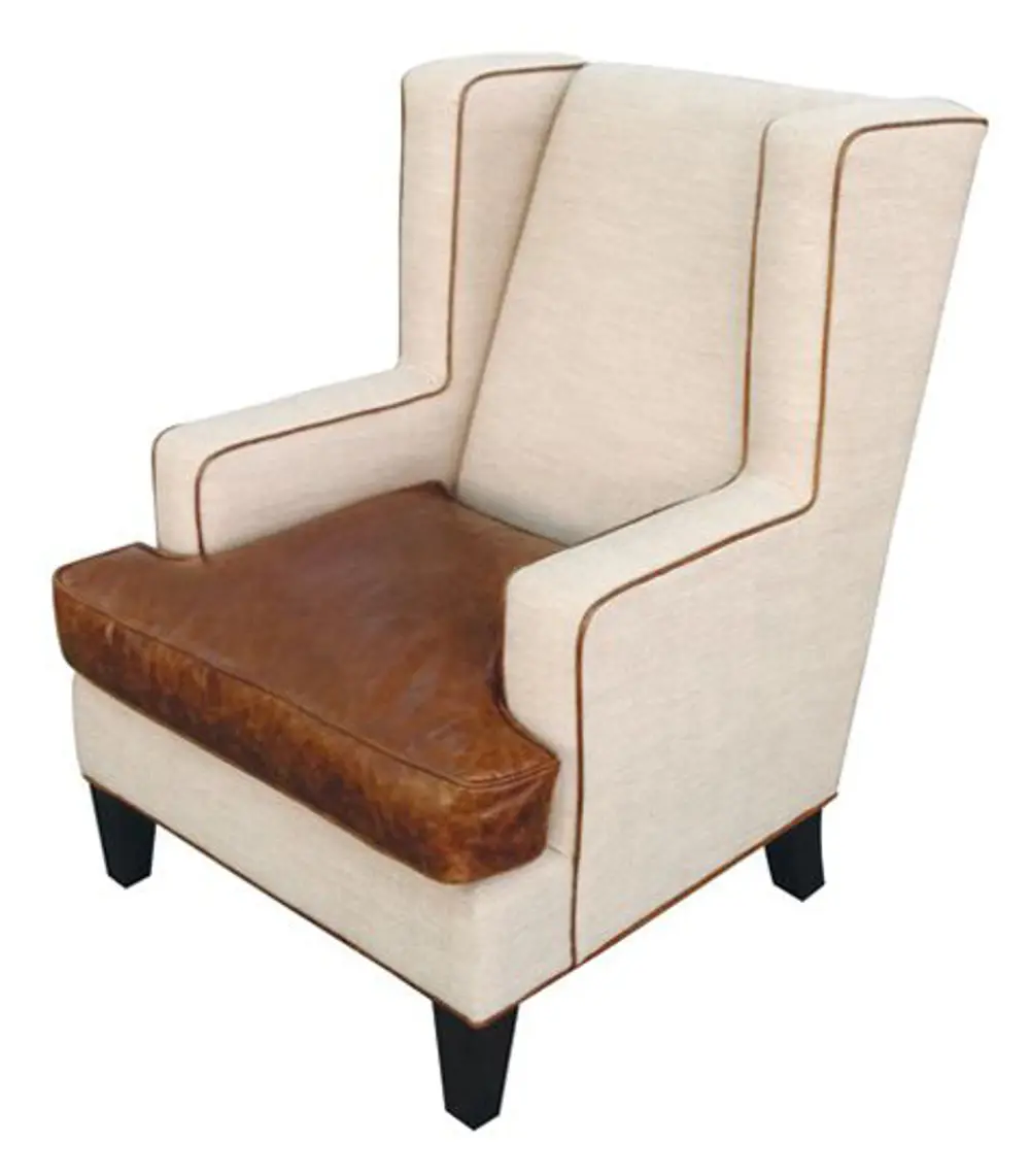 30 Inch Khaki Leather Wing Back Chair-1