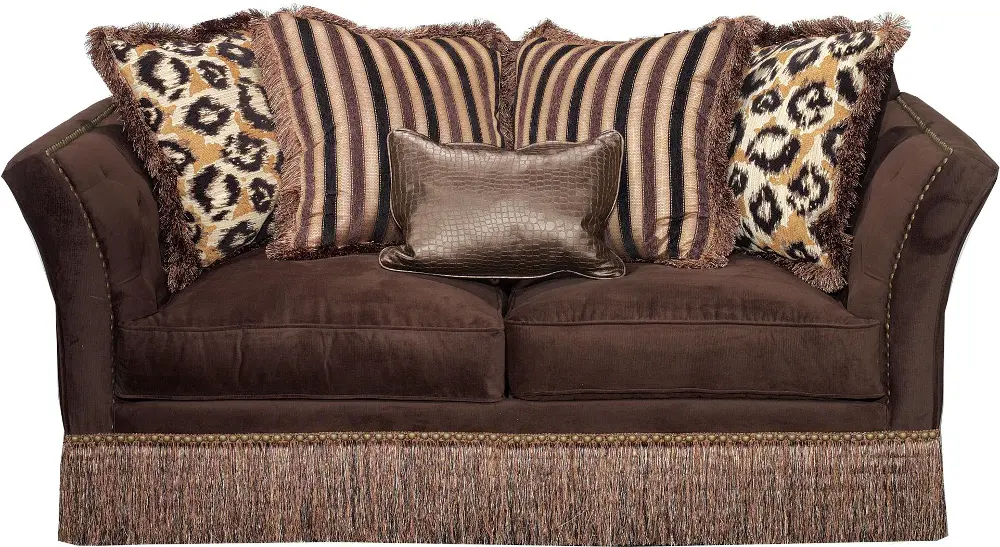 Rosselyn 78 Inch Brown Upholstered Loveseat-1