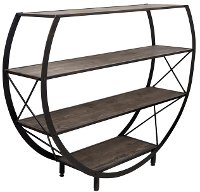 Reclaimed Wood and Metal 4 Shelf Circle Bookcase