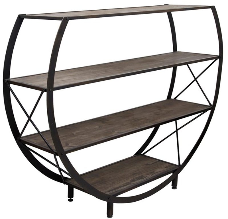 Reclaimed Wood And Metal 4 Shelf Circle Bookcase Rc Willey Furniture Store