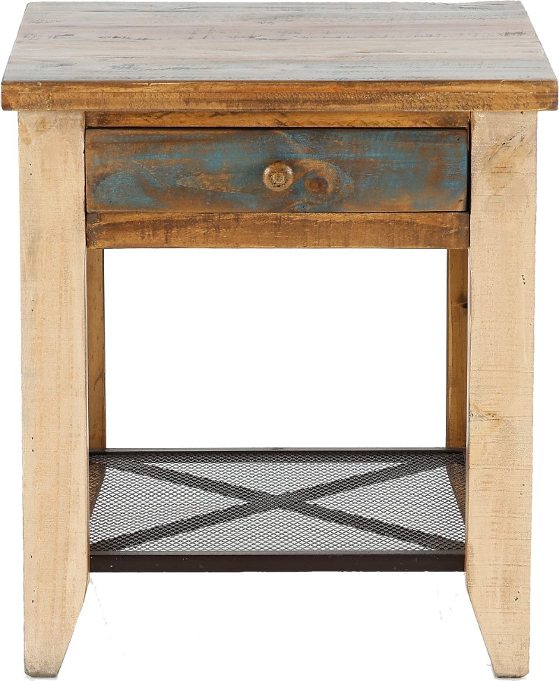 Pine Two Tone Brown End Table 