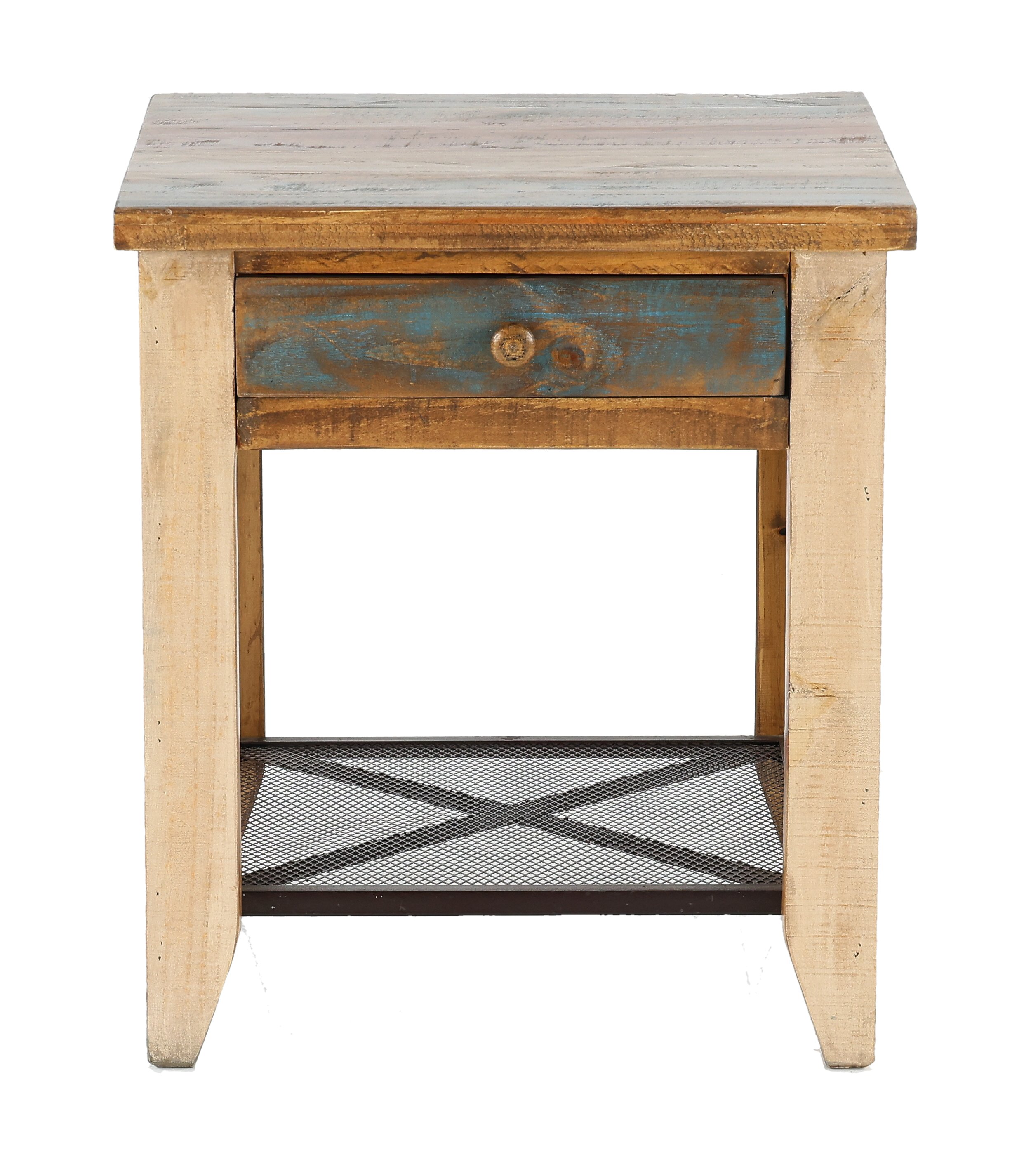Tanmeron Pine Two Tone Brown End Table-1