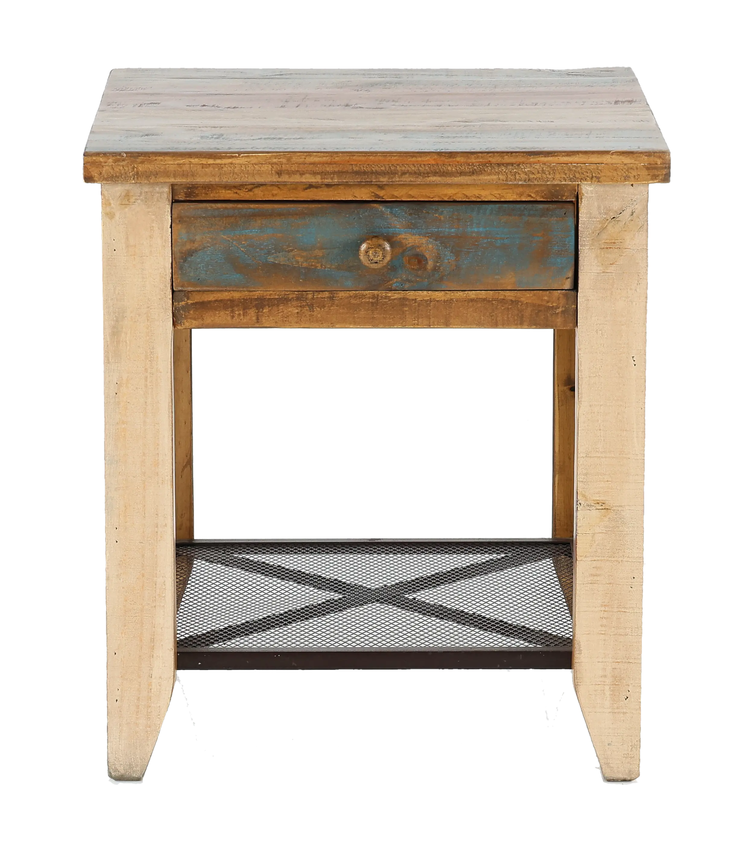 Tanmeron Pine Two Tone Brown End Table-1