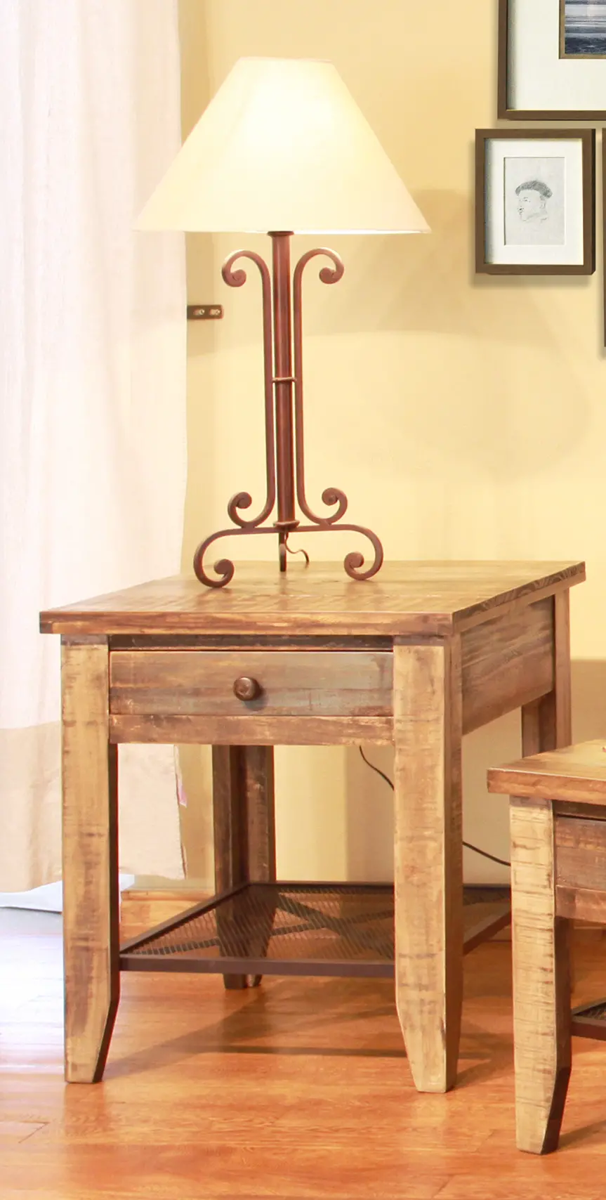 Tanmeron Pine Two Tone Brown End Table-2