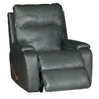 Charcoal Gray Leather Manual Rocker Recliner - Runway -2