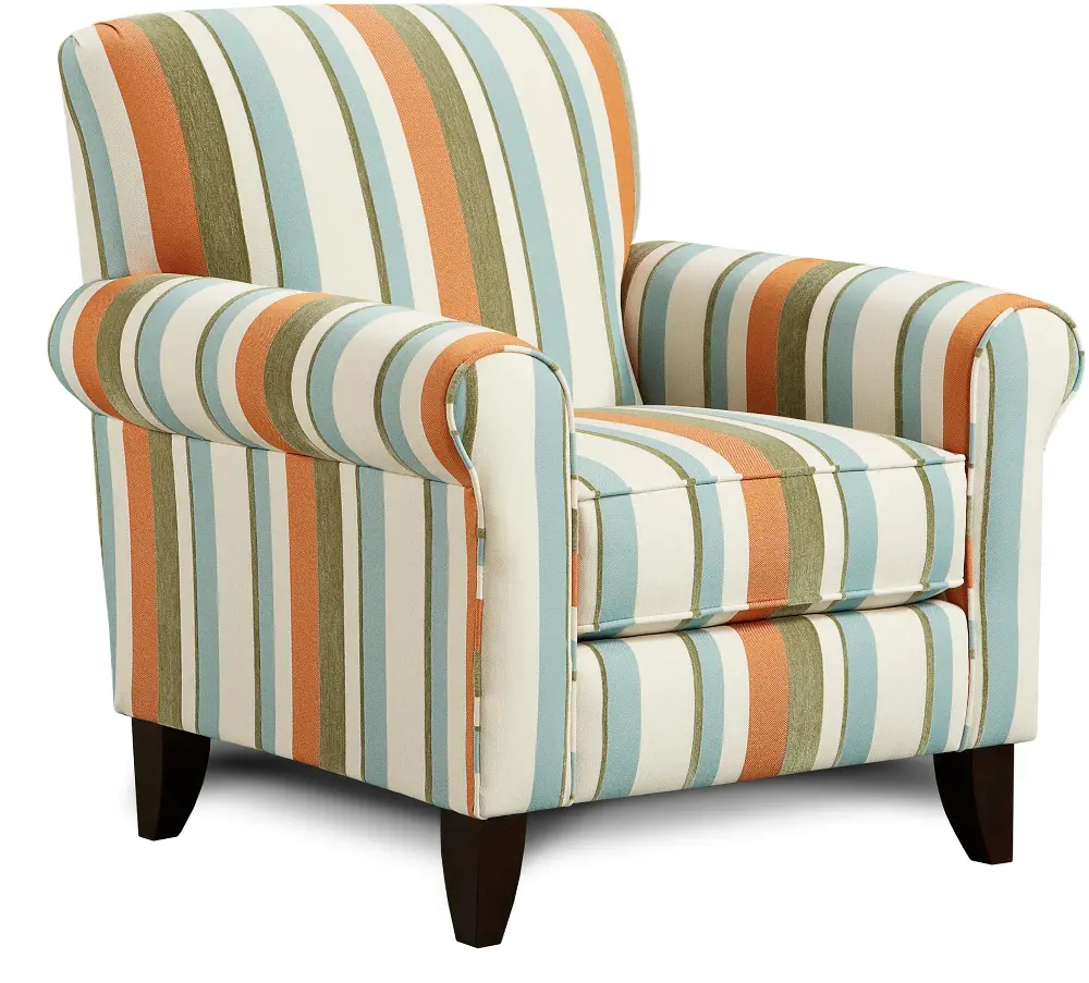 Tangerine 37 Inch Striped Upholstered Accent Chair-1