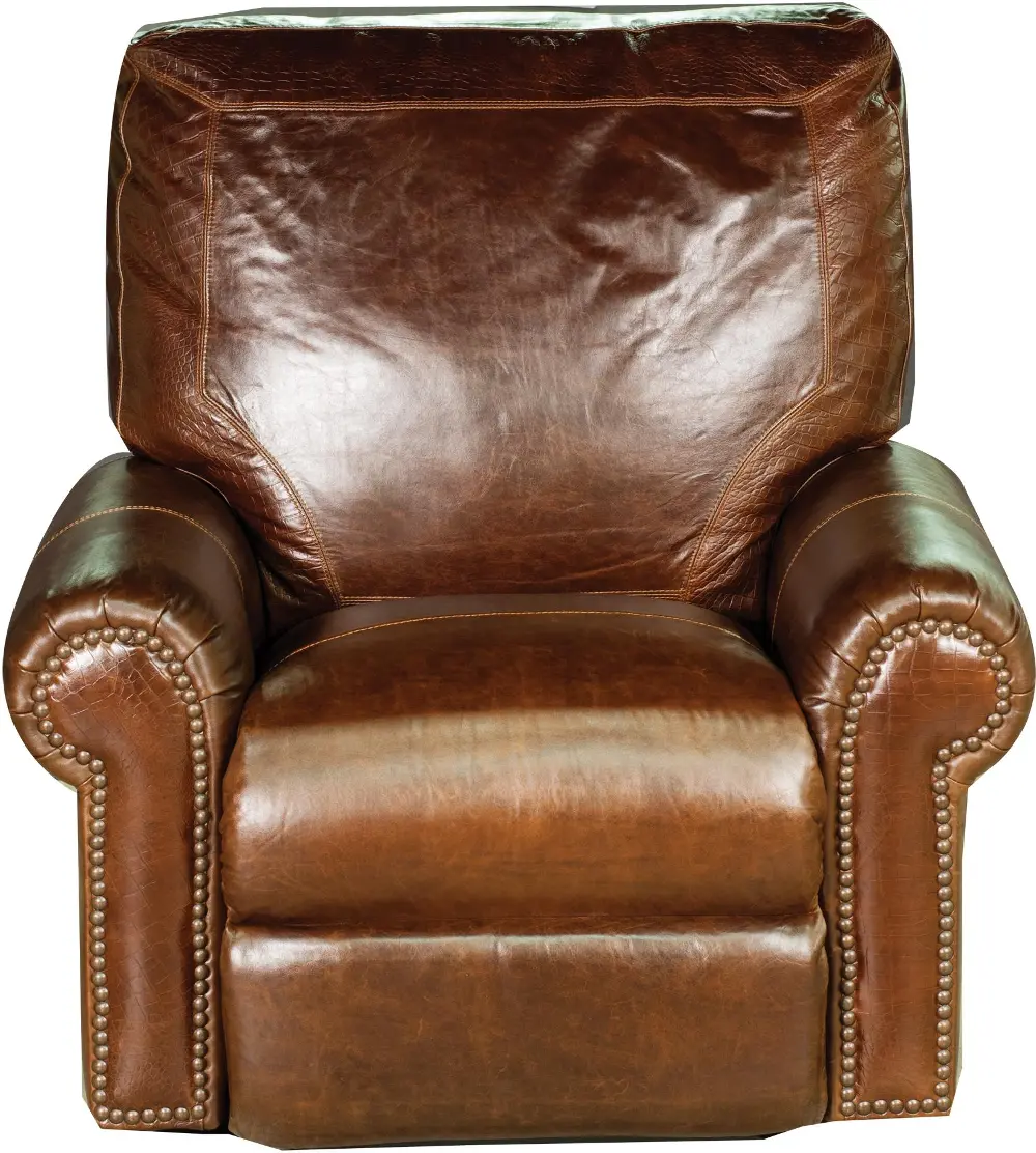 Classic Traditional Pecan Brown Leather Power Recliner -1