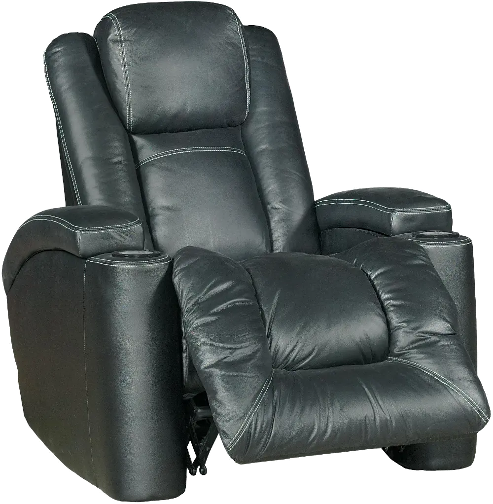 Black Leather-Match Power Home Theater Recliner - Downtown-1