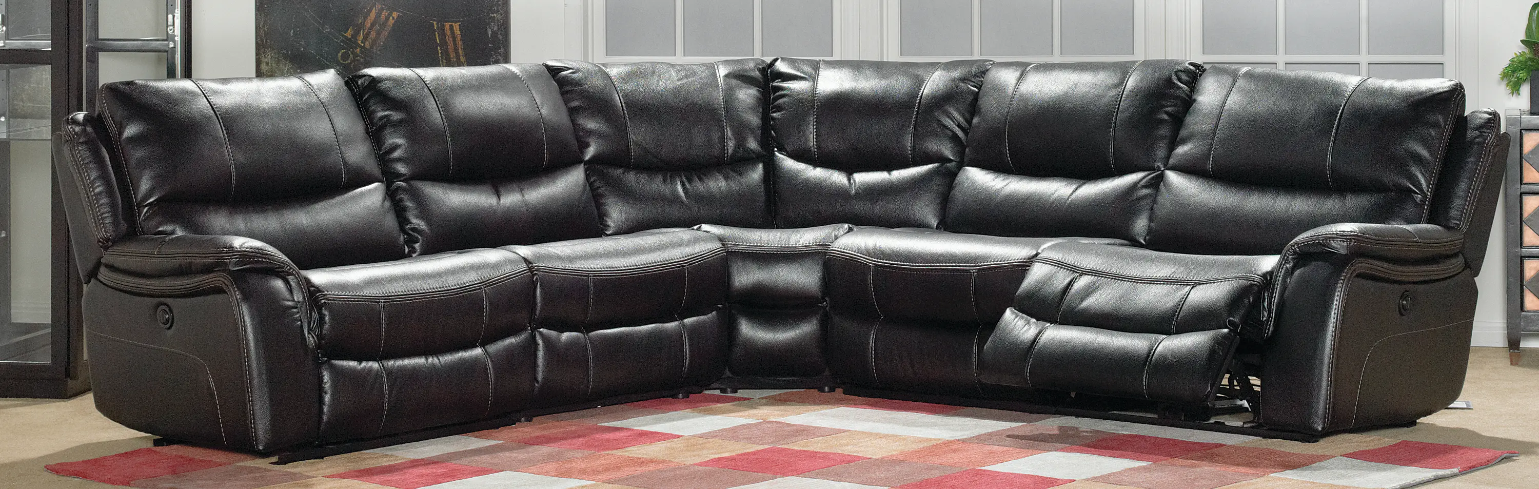 Wayne Black 5 Piece Reclining Sectional Sofa-2