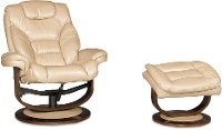 Taupe Swivel Recliner & Ottoman