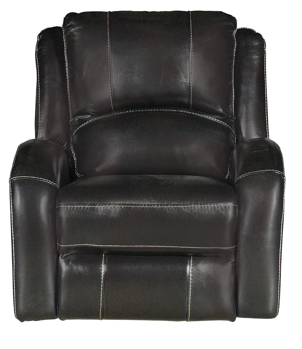 Black 37.5 Inch Leather-Match Layflat Power Recliner-1