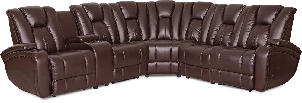 Brown Performance Fabric 6 Piece Power Reclining Sectional - Naples-1