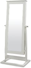 White Jewelry Wardrobe with Cheval Mirror