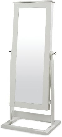 White Jewelry Wardrobe with Cheval Mirror