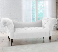 6006ESPVLVWHT Velvet White Tufted Chaise Lounge