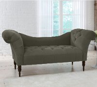 6006ESPVLVPWT Velvet Pewter Tufted Chaise Lounge