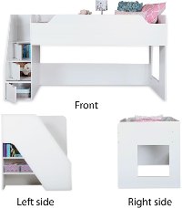 3880087 White Twin Loft Bed with Stairs/ Storage - Mobby -5