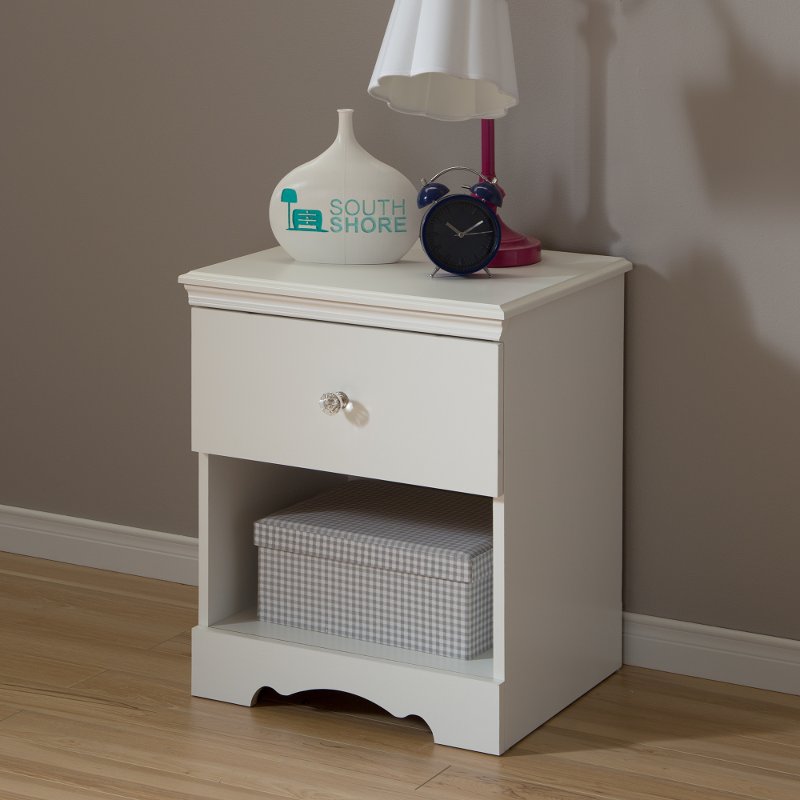 Pure White 1 Drawer Nightstand Crystal Rc Willey Furniture Store