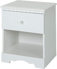 3550062 Pure White 1-Drawer Nightstand - Crystal -3