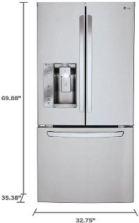 LFXS24623S LG 24.2 cu. ft. French Door Refrigerator - 33 Inch Stainless Steel-6