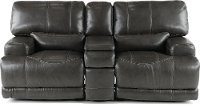 Charcoal Leather-Match Power Reclining Loveseat - Stampede