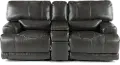 Stampede Charcoal Leather-Match Power Reclining Loveseat