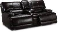 Blackberry Leather-Match Power Reclining Loveseat - Stampede