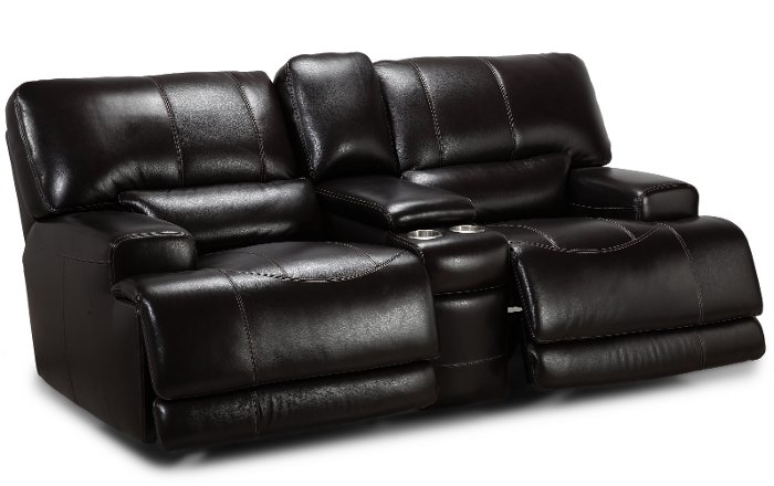 Blackberry Leather-Match Power Reclining Loveseat - Stampede
